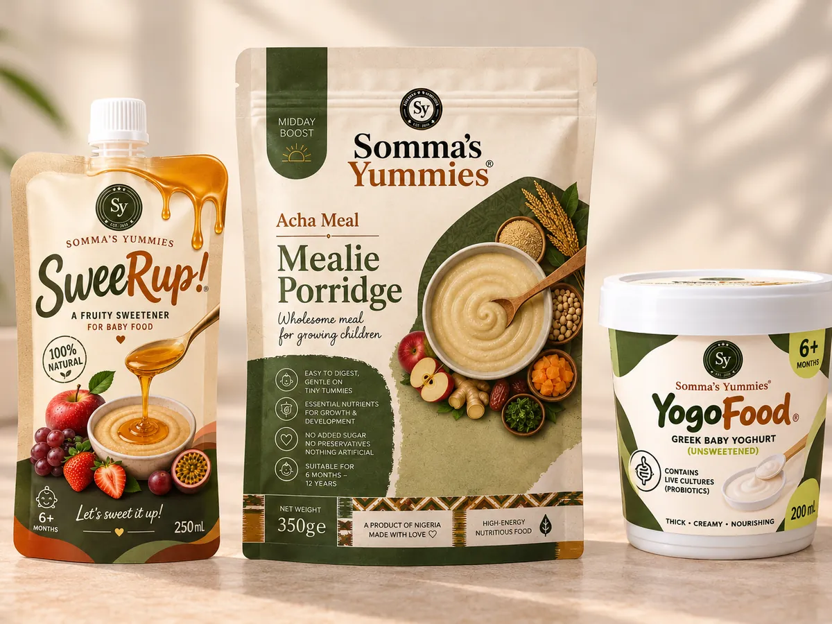 Baby eating, Nigerian home, Somma's Yummies® visible